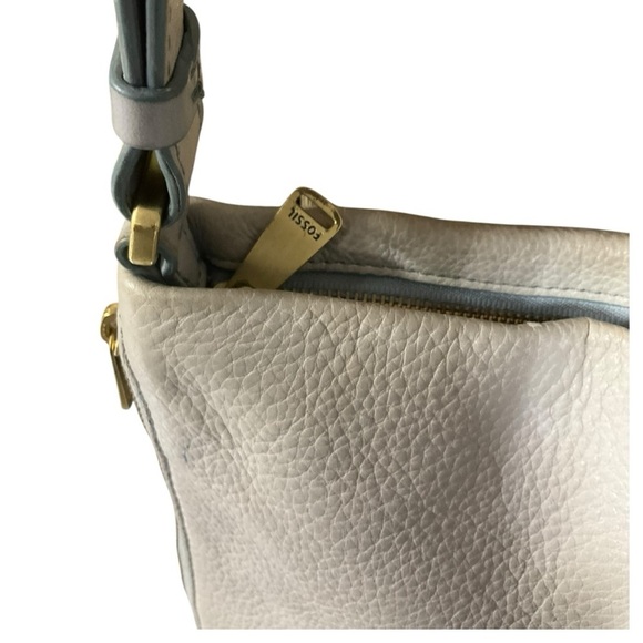 🤍 Fossil White Leather Pebbled Crossbody Purse –‎ Minimalist Classic - Picture 5 of 8